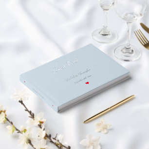 Elegant Dusty Blue Silver Weddings Anniversary Foil Guest Book