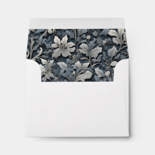 Elegant dusty blue silver white gray floral envelope