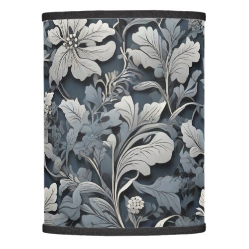 Elegant dusty blue silver white gray floral lamp shade