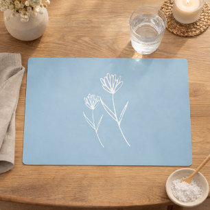 Elegant Dusty Blue Simple Flower Placemat
