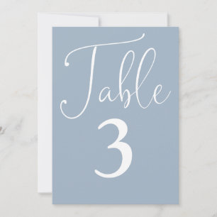 Elegant Dusty Blue Simple Large Table Number