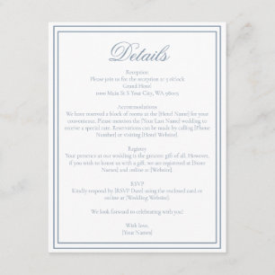 Elegant Dusty Blue Simple Minimalist Frame Wedding Enclosure Card
