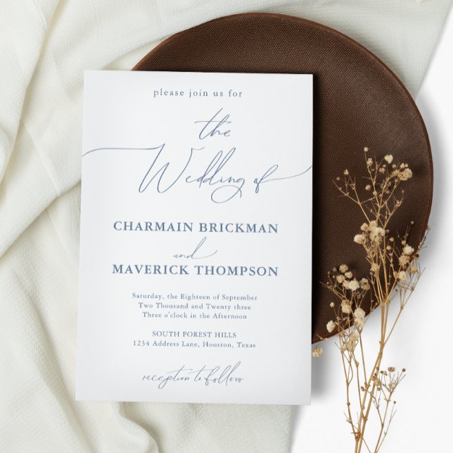 Elegant Dusty Blue | Simple Wedding  Invitation (Creator Uploaded)