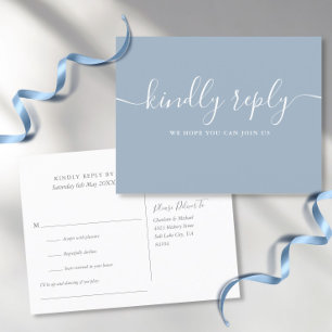 Elegant Dusty Blue Song Request RSVP Postcard