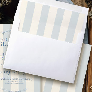 Elegant Dusty Blue Stripes Old Money Chic Wedding Envelope Liner