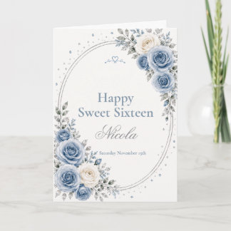 Elegant Dusty Blue Sweet 16 Card