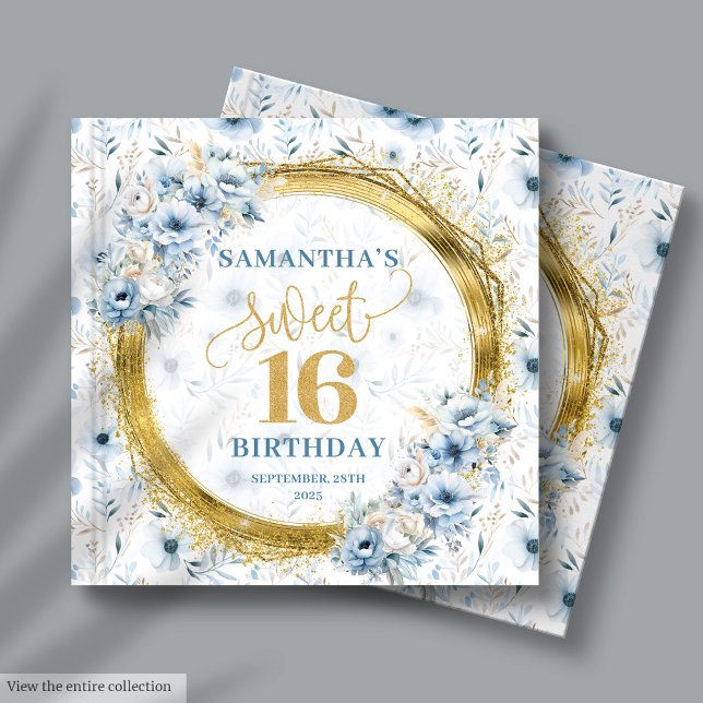 Elegant Dusty Blue Sweet Sixteen Guest Book Album (Elegant Dusty Blue Sweet Sixteen Guest Book Album)