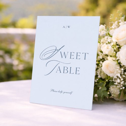 Elegant Dusty Blue Sweet Table Wedding Sign Invitation
