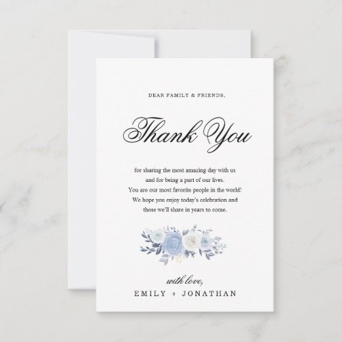 Elegant Dusty Blue Thank You Card