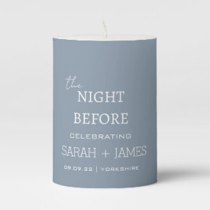 Elegant Dusty Blue the Night Before Wedding Name Pillar Candle