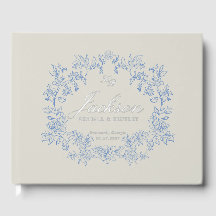Elegant Dusty Blue Toile Floral Victorian Wedding