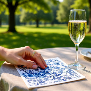 Elegant Dusty Blue Toile Floral Wedding Pattern Napkins