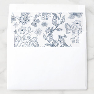 Elegant Dusty Blue Toile French Victorian Wedding Envelope Liner