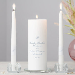 Elegant Dusty Blue Traditional Wedding Unity Candle Set