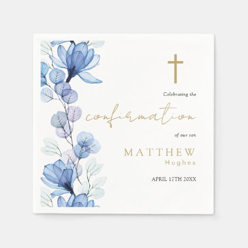 Elegant Dusty Blue Transparent Floral Confirmation