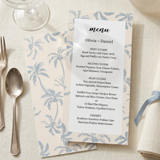Elegant Dusty Blue Tropical Coastal Wedding menu