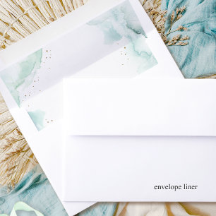 Elegant Dusty Blue, Turquoise and Green Watercolor Envelope Liner