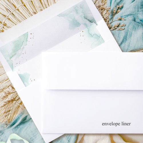 Elegant Dusty Blue Turquoise and Green Watercolor Envelope Liner