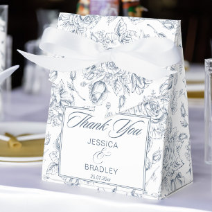 Elegant dusty blue vintage roses wedding favor boxes