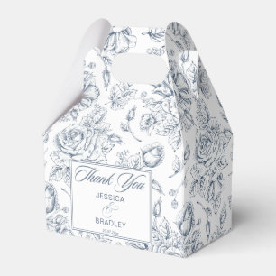 Elegant dusty blue vintage roses wedding favor boxes