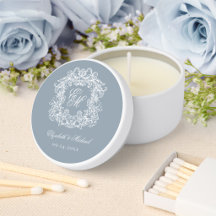 Elegant Dusty Blue Vintage Wedding Monogram Crest