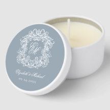 Elegant Dusty Blue Vintage Wedding Monogram Crest