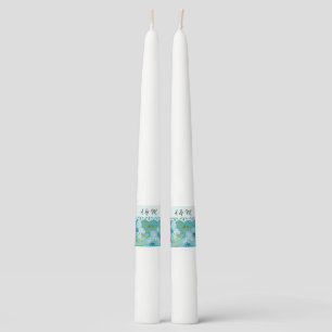 Elegant Dusty Blue Watercolor Field Flowers Taper Candle