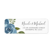 Elegant Dusty Blue Watercolor Floral Label (Front)
