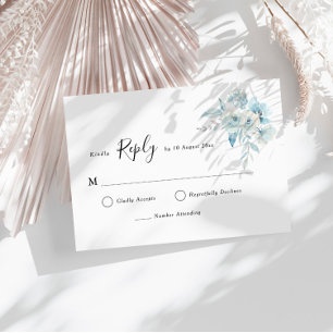 elegant dusty blue watercolor floral RSVP card