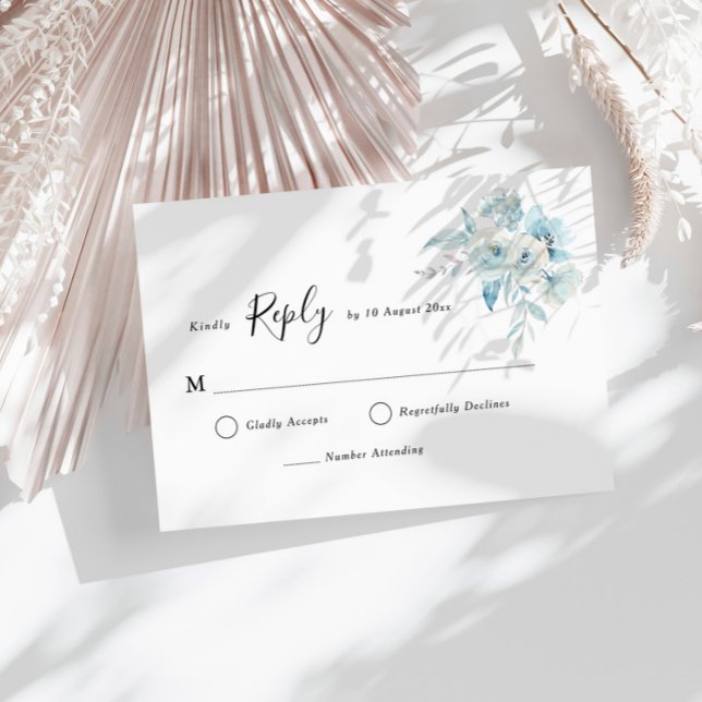 elegant dusty blue watercolor floral RSVP card (Creator Uploaded)