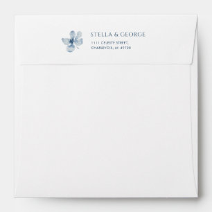 Elegant Dusty Blue Watercolor Floral Wedding Envelope