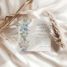 Elegant Dusty Blue Watercolor Floral Wedding