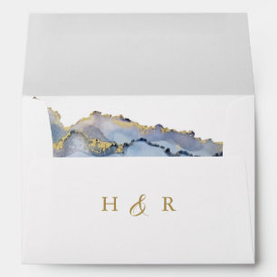 Elegant Dusty Blue Watercolor Wedding Envelope