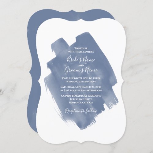 Elegant Dusty Blue Watercolor Wedding Invitations