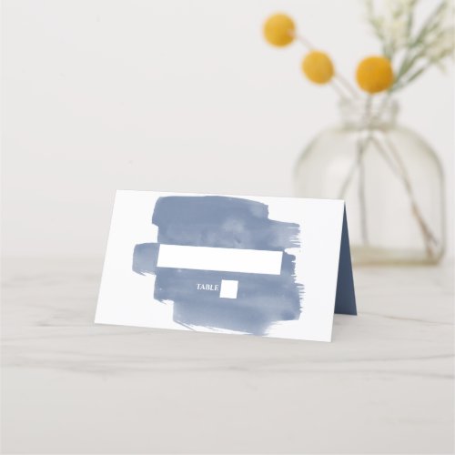 Elegant Dusty Blue Watercolor Wedding Place Card