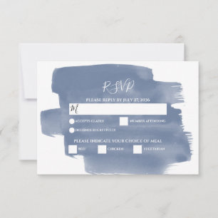 Elegant Dusty Blue Watercolor Wedding RSVP Cards