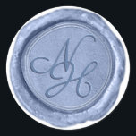 Elegant Dusty Blue Wax Seal Monogram Sticker<br><div class="desc">Elegant Dusty Blue Faux Wax Seal Stickers, With elegant script font. Perfect for a luxurious and stylish Coordinating with Cherish Floral wedding Suite, with Blue colored metallic look - Wedding Monogram Initials Stickers for use on your invitation envelopes! ~ Check my shop to see the entire wedding suite for this...</div>