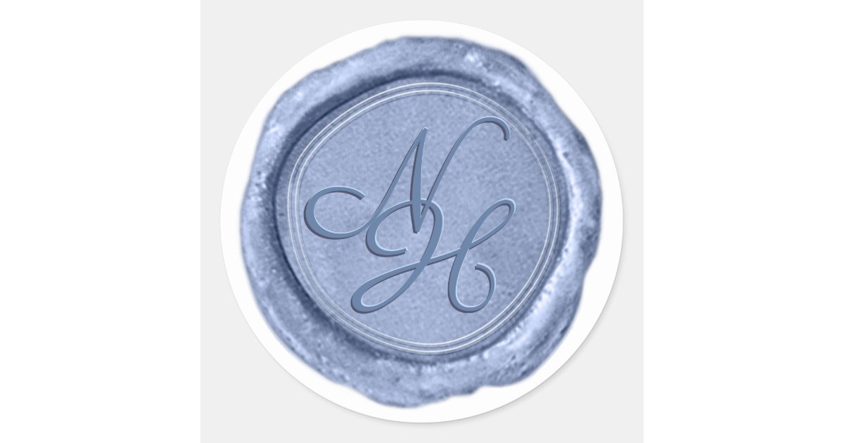 Navy Blue & White Monogram Initial Seal B, Zazzle