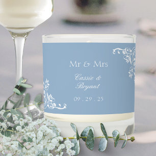 Elegant Dusty Blue Wedding Candle Gift