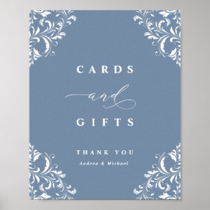 Elegant Dusty Blue Wedding Cards & Gifts Sign