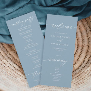 Elegant Dusty Blue Wedding Ceremony Program