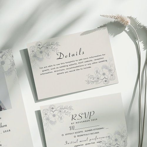 Elegant Dusty Blue Wedding Details Enclosure Card