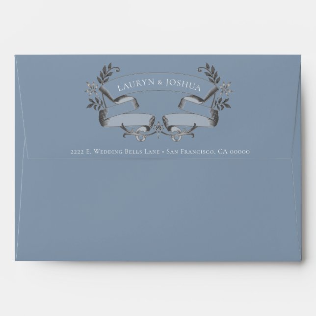 Elegant Dusty Blue Wedding Envelope (Back (Top Flap))