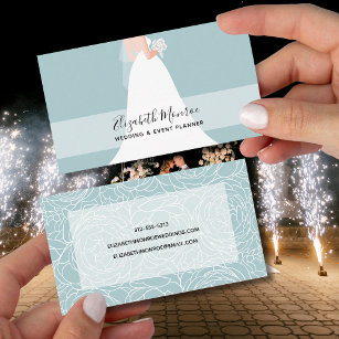 Elegant Dusty Blue Wedding Event Planner Business Card