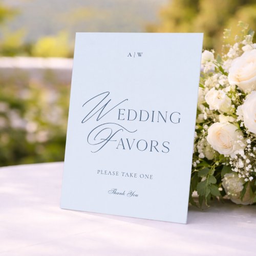 Elegant Dusty Blue Wedding Favors Sign Invitation