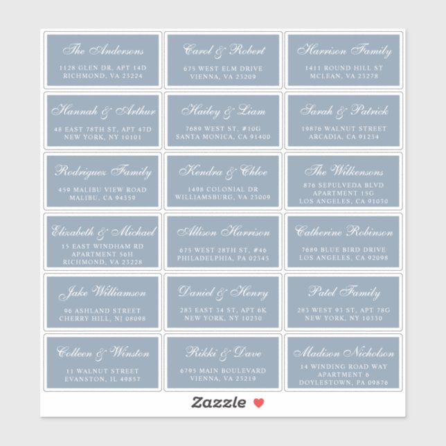 Elegant Dusty Blue Wedding Guest Address Labels (Sheet)