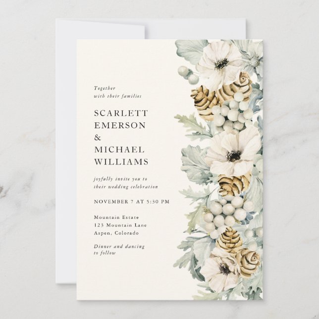 Elegant Dusty Blue Wedding Invitation (Front)