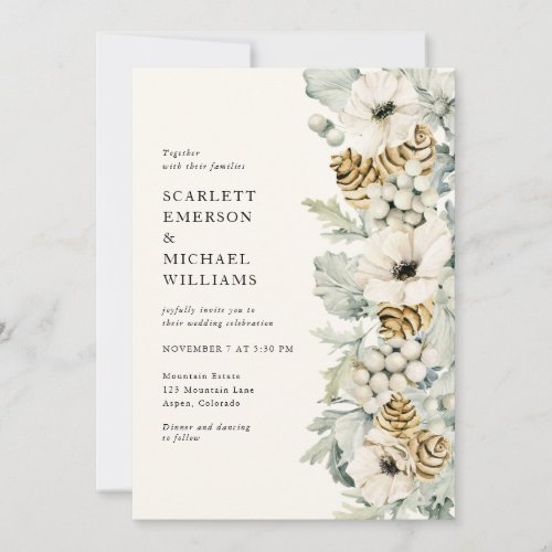 Elegant Dusty Blue Wedding Invitation