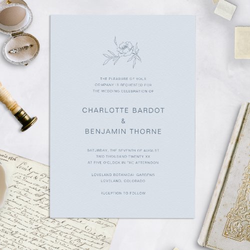 Elegant Dusty Blue Wedding Invitation