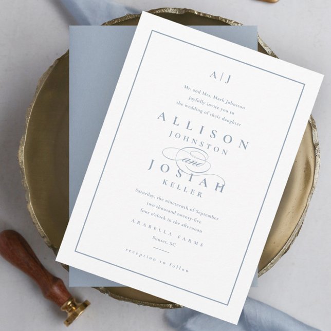 Elegant Dusty Blue Wedding Invitation (Creator Uploaded)